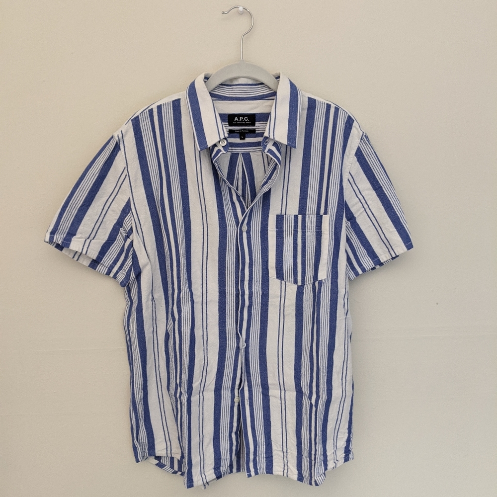 A.P.C. EUC French Riviera Button up Shirt, Large